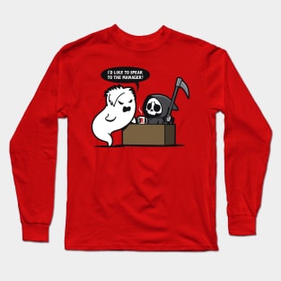 Funny Karen Ghost Complaining Grim Reaper Death Cute Cartoon Long Sleeve T-Shirt